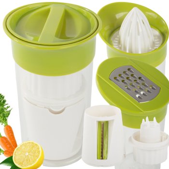 Vegetable Grater 4-in-1 with Interchangeable Inserts and Handle (450 ml)
