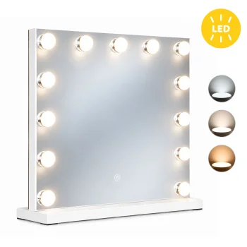 ModernHome Illuminated Makeup Mirror 50x40 cm with 13 LED Bulbs and Touch Control