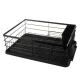 Ruhhy 21992 Dish Drainer with Drip Tray and Cutlery Holder, Black