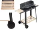 Large Charcoal Garden Grill with Shelves and Wheels, Black