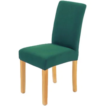 Stretch velvet-touch chair cover, bottle green
