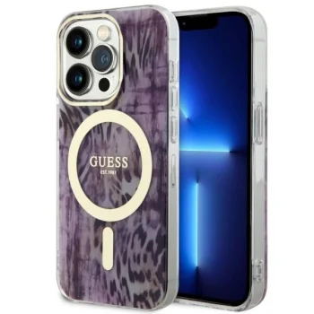 Guess iPhone 14 Pro Max Case Leopard MagSafe, Pink