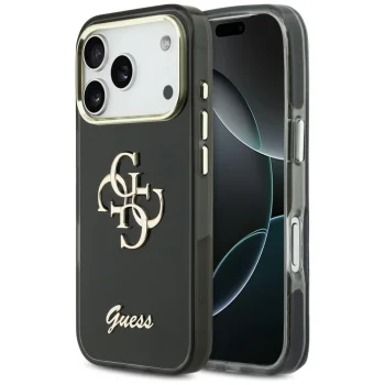 Guess IML 4G Script Metal Case for iPhone 17 Pro, Black