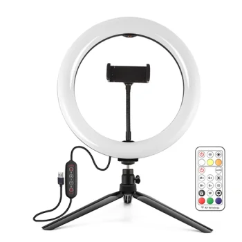 26cm LED Ring Light with Table Tripod, Phone Clamp and Remote Control