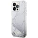 Guess iPhone 14 Pro Max Case Liquid Glitter Marble, White