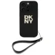 DKNY iPhone 16 Pro Case Wrist Strap Stock Logo, Black