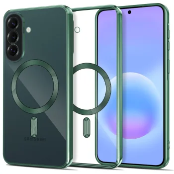 Tech-Protect MagFlex MagSafe Case for Samsung Galaxy A37 5G, Transparent / Green