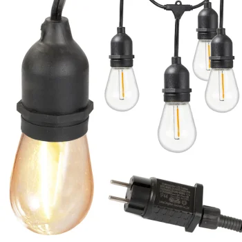 Garden Garland 15 LED E27 Bulbs 15m, Warm White