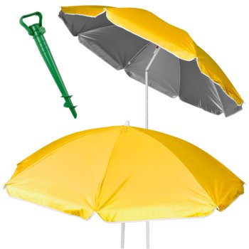 Adjustable Tilting Beach Umbrella with UV Protection 150 cm, Yellow