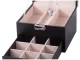 Black Eco-Leather Jewelry Box Organizer with Mirror
