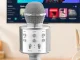 Wireless Bluetooth Karaoke Microphone with Speaker and Case, Silver