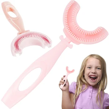 Silicone U-shaped Toothbrush for Kids 360°, Pink