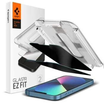 Spigen GLAS.TR EZ FIT Privacy Tempered Glass for iPhone 13/13 Pro/14/16e (2-Pack)