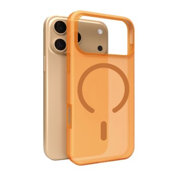 Puro Daylight Magsafe Compatible Silicone Phone Case Cover iPhone 17 Pro Max - Translucent Orange