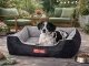Soft Velour Dog Bed, Rectangular, 65x55 cm, Grey