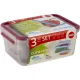 Emsa Clip & Close Food Storage Container Set of 3, Red