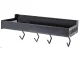 Hanging Kitchen Shelf with Hooks, Aluminum, 30 cm, Black