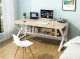 Computer and office desk with shelf, 100x60 cm, light brown/white