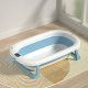 Folding Newborn Baby Silicone Bath Tub with Thermometer 76x47х21cm, Blue