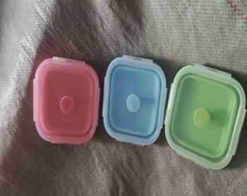 Collapsible Silicone Food Containers Set 4 Pcs, Green