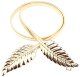 Women\'s metal belt with leaf buckle, 68–100 cm, gold