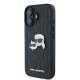 Karl Lagerfeld iPhone 16 vāciņš Monogram Karl&Choupette Head Pin, melns