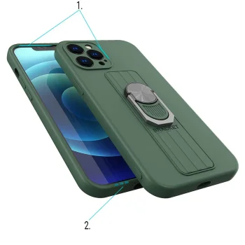 Silikoninis dėklas su žiedu-stovu Samsung Galaxy S21 Ultra 5G, mėtų