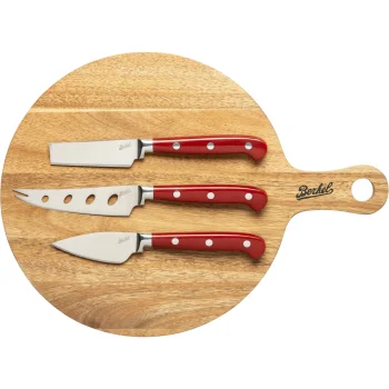 Berkel Cheese Set: Acacia Board + 3 Cheese Knives