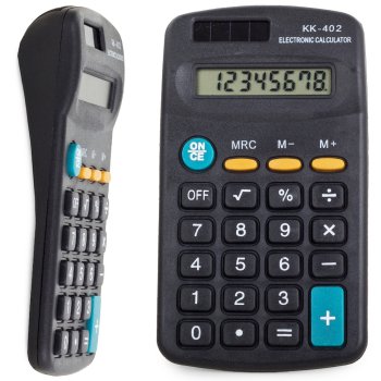 Pocket Calculator 8-Digit Basic Handheld Calculator for School and Office, Black