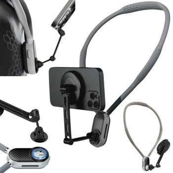 Magnetic Neck Phone Holder for Vlogging and Live Streaming, Black