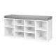 ModernHome WYJ-015 Shoe Cabinet with Seat, 10 Shelves, White