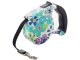 Retractable Dog Leash with Lock, 5m, up to 15kg, White with Flowers