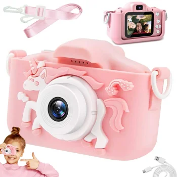 Children HD 1080P Mini Digital Camera with Games Unicorn, Pink