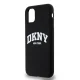 DKNY iPhone 11 / XR Case Liquid Silicone White Printed Logo MagSafe, Black
