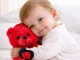 Plush Teddy Bear with I LOVE YOU Heart 30 x 18 cm, Red