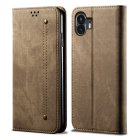 Nothing Phone 2 Jeans Cloth Texture Magnetic Book Case Cover, Khaki
