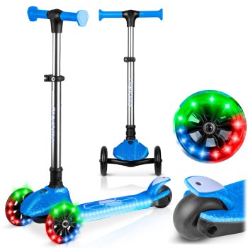 Ricokids Jelly 3-Wheel Scooter for Kids with Light-Up LED Wheels, Blue