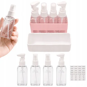 Travel Bottle Set for Cosmetics 4x50ml with Organizer and Labels