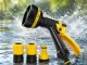 Garden Hose Spray Gun with 10 Modes and Connectors, Yellow/Black