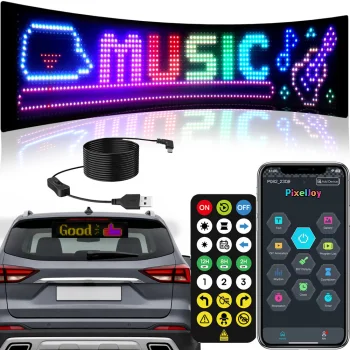 Lankstus LED skydelis ant stiklo 16x64, Bluetooth, su pulteliu, 37.5 x 9.5 cm
