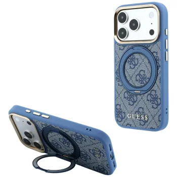 Guess Ring Stand 360 4G Classic Logo MagSafe Case for iPhone 18 Pro / 17 Pro - Blue