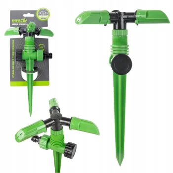 DIVODV Garden Sprinkler on Spike 360° 3-Arm Green