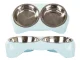 Double Bowl for Dogs and Cats with Removable Steel Bowls 2 x 350 ml