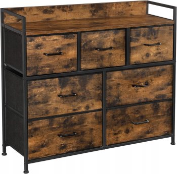 7-Drawer Dresser Storage Cabinet for Bedroom and Living Room, Rustic Brown