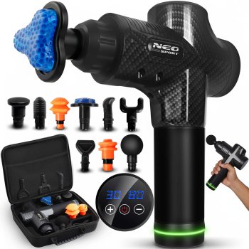 Massage Gun Deep Tissue Percussion Massager Neo-sport NS-503 with 9 Heads, Black