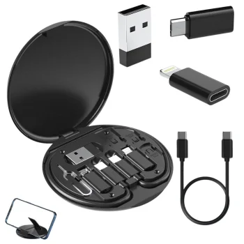 Universalus adapterių rinkinys 5in1 dėkle su USB-C laidu ir SIM adatėle