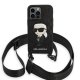 Apple iPhone 14 Pro 6.1\" Karl Lagerfeld Monogram Ikonik Patch Case Cover (KLHCP14LSTKMK), Black