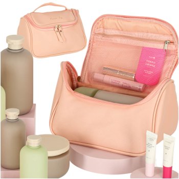 Large Capacity Travel Cosmetic Case and Toiletry Organizer, Pink