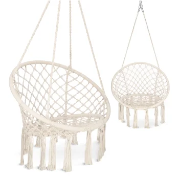 4Fizjo 1846 BOHO Garden Swing - Hanging Chair, Beige