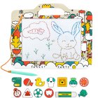 Wooden Double-Sided Magnetic Drawing Board with Magnets Forest Party Zkb-2051